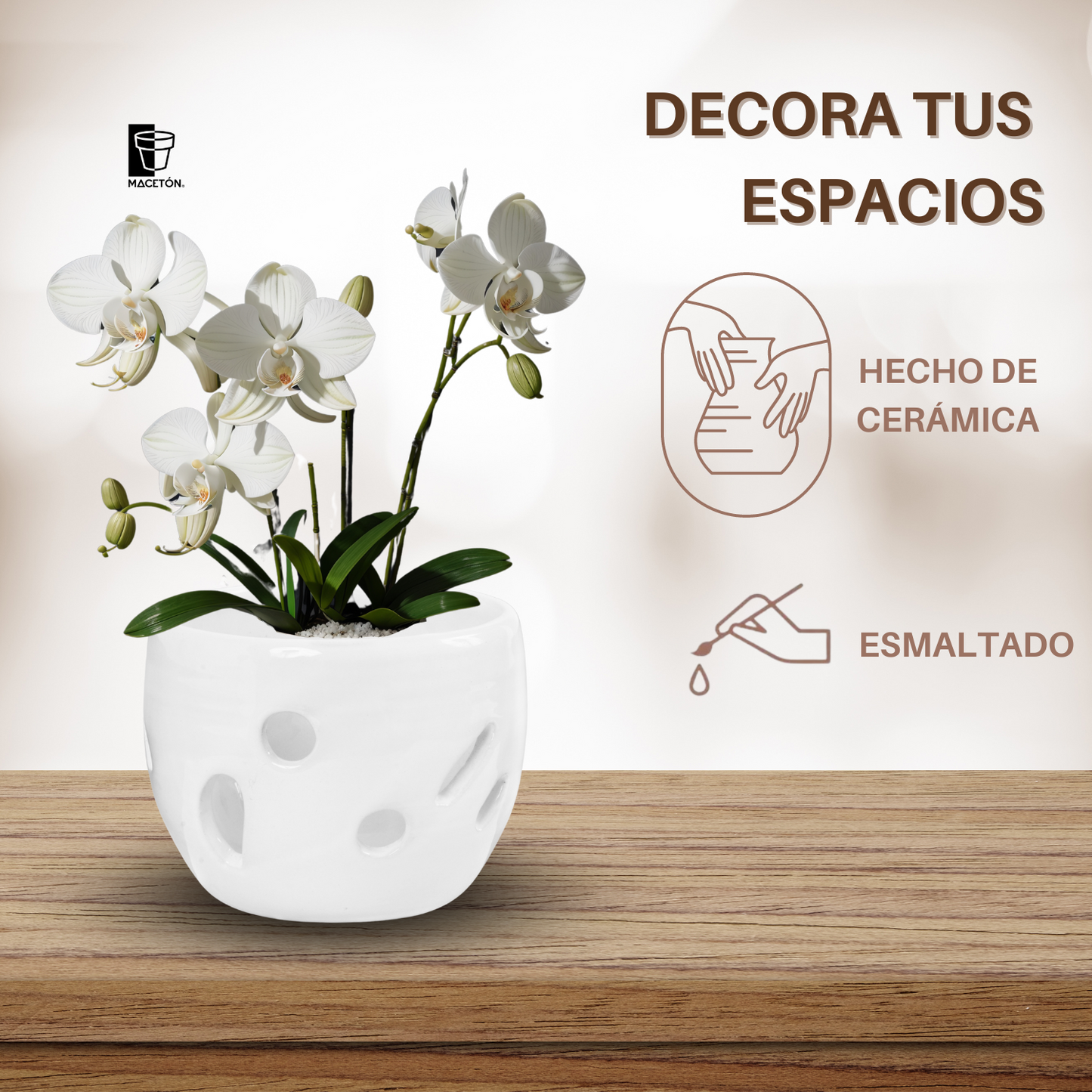 Cilindro para Orquídeas Pequeñas Esmalte Blanco
