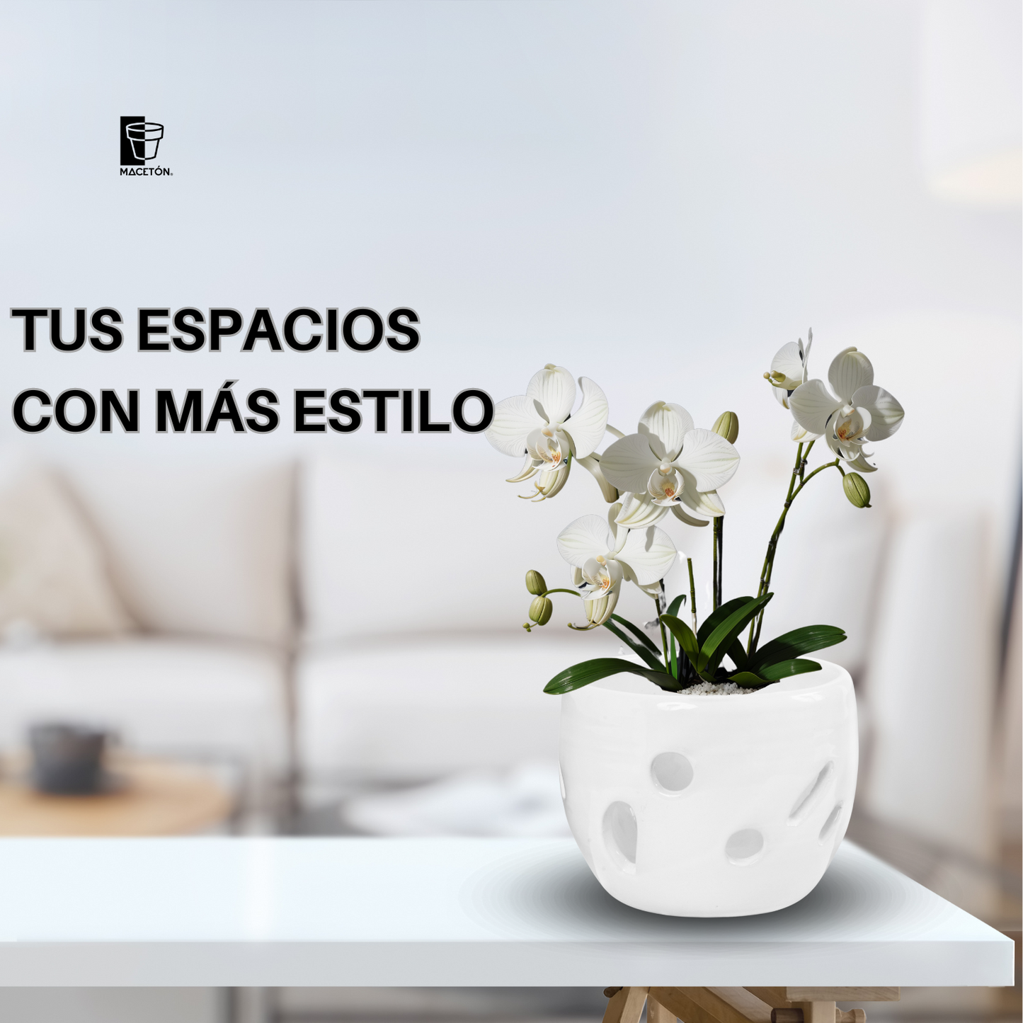Cilindro para Orquídeas Pequeñas Esmalte Blanco