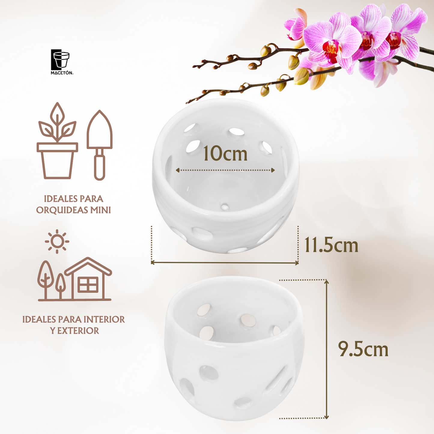 Cilindro para Orquídeas Pequeñas Esmalte Blanco