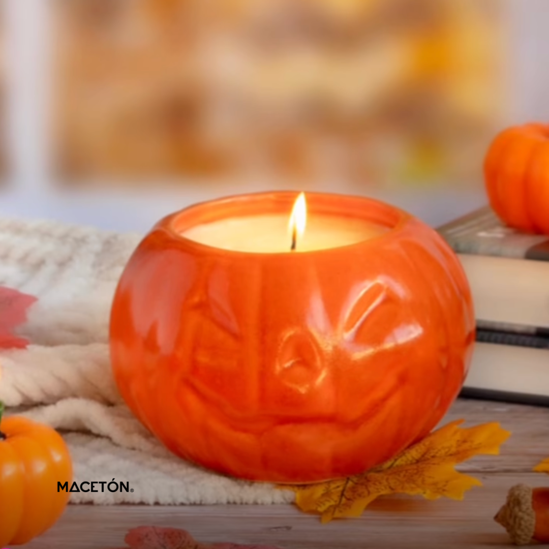 Maceta de Cerámica Calabaza Sonriente Naranja