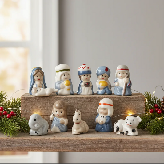 Nacimiento Miniatura de Porcelana Para Rosca Reyes