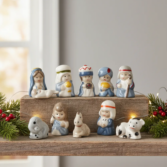 Nacimiento Miniatura de Porcelana Para Rosca Reyes