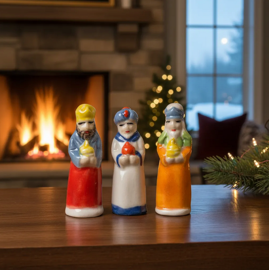 Paquete 25 Sets 3 Reyes Magos Miniatura Porcelana