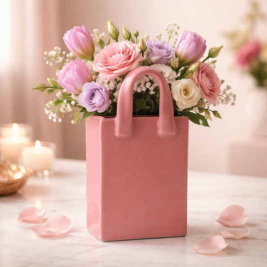 Florero Bolsa Minimalista Rosa