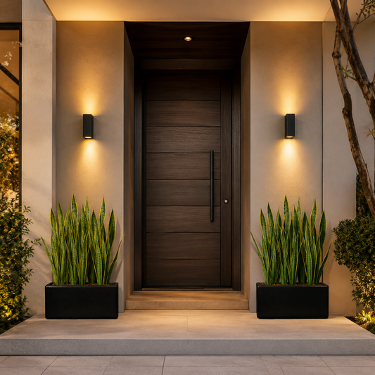 Jardinera rectangular negra de fibra de vidrio 100x20x20 cm para interior y exterior, diseño moderno y resistente