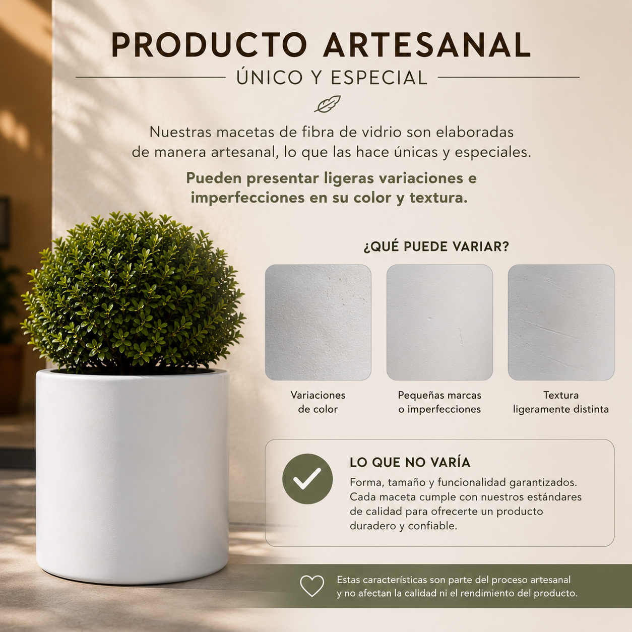 Cilindro Fibra de Vidrio 30x30cm – Maceta Blanca Resistente y Elegante
