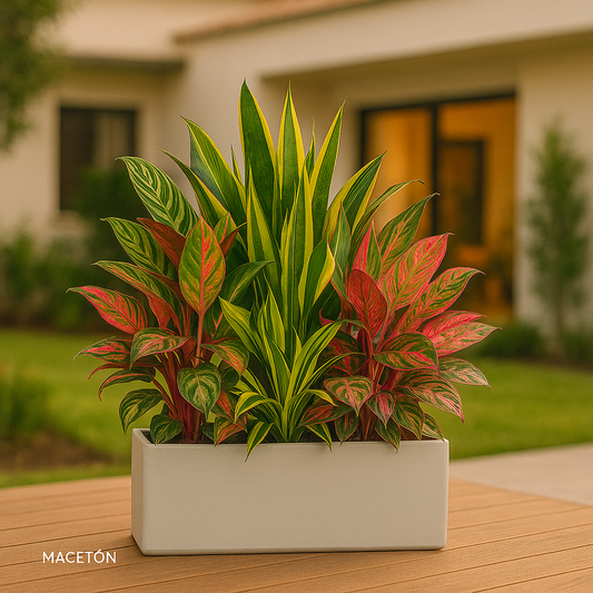 Jardinera Rectangular de Fibra de Vidrio Blanca 100x25x25cm