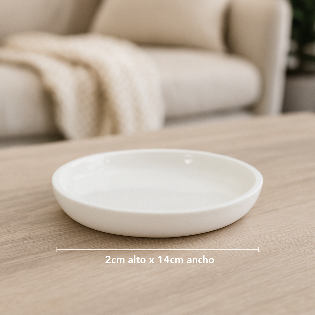 Plato Cerámica Circular Mini 14cm Esmalte Blanco