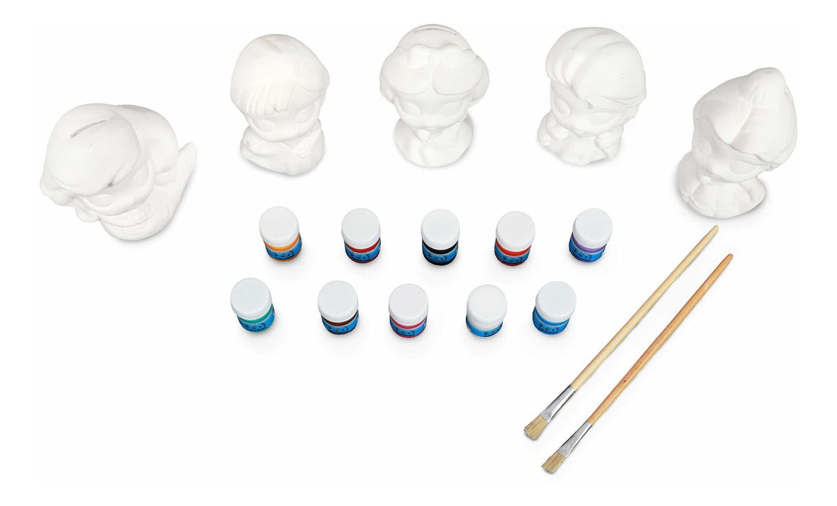 Kit Alcancias Infantiles Para Pintar Con Pinturas Y Pinceles
