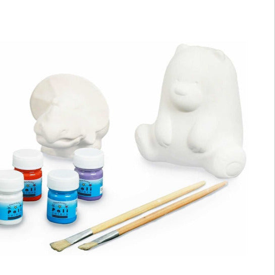 Kit Alcancias Infantiles Para Pintar Con Pinturas Y Pinceles