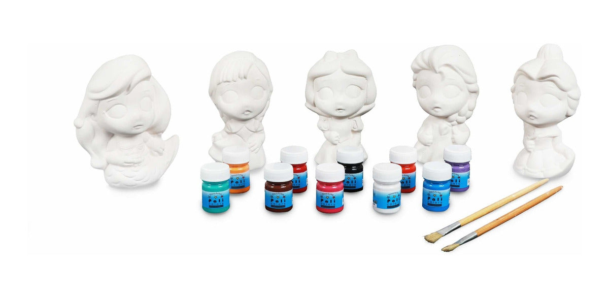 Kit Alcancias Infantiles Para Pintar Con Pinturas Y Pinceles