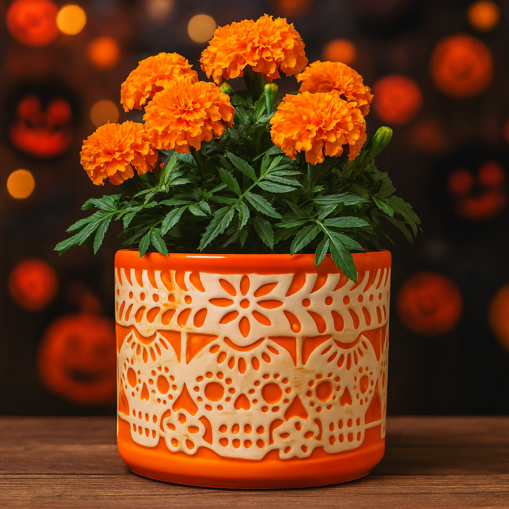 Papel Picado Naranja Día de Muertos