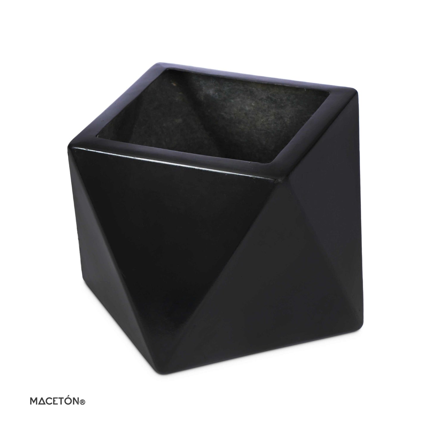 Cubo prismático negro de fibra de vidrio, medidas 25cm largo, alta resistencia y diseño moderno
