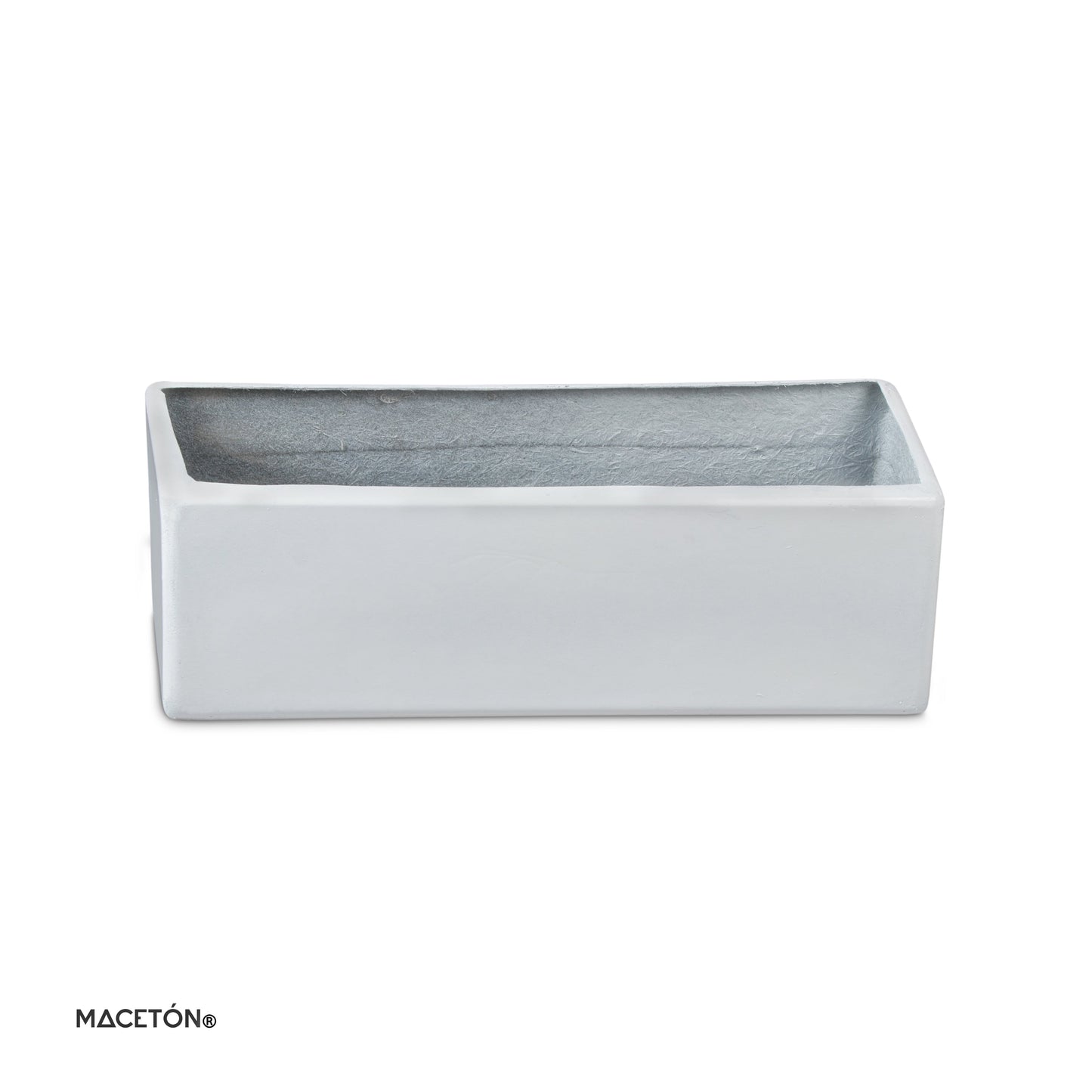 Jardinera Rectangular de Fibra de Vidrio Blanca 80x25x25cm