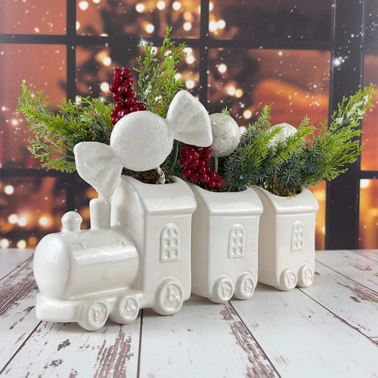 Tren Navideño Esmalte Blanco