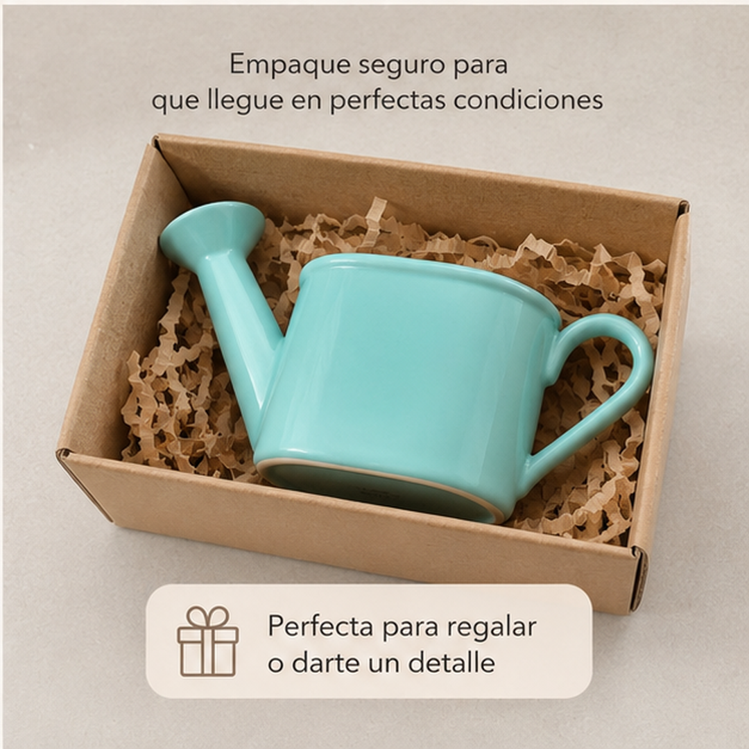 Regadera Ovalada de Cerámica. Ideal para arreglos florales, acabado brillante