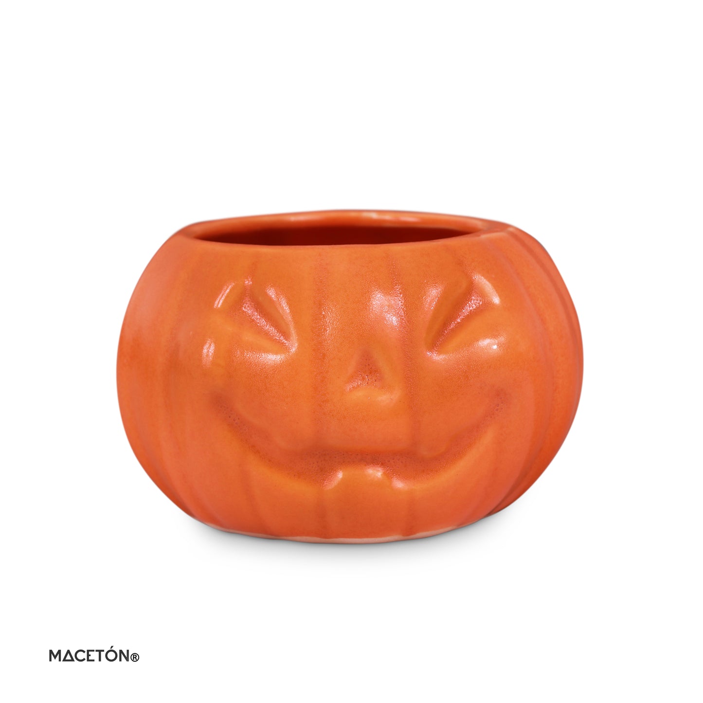 Maceta de Cerámica Calabaza Sonriente Naranja