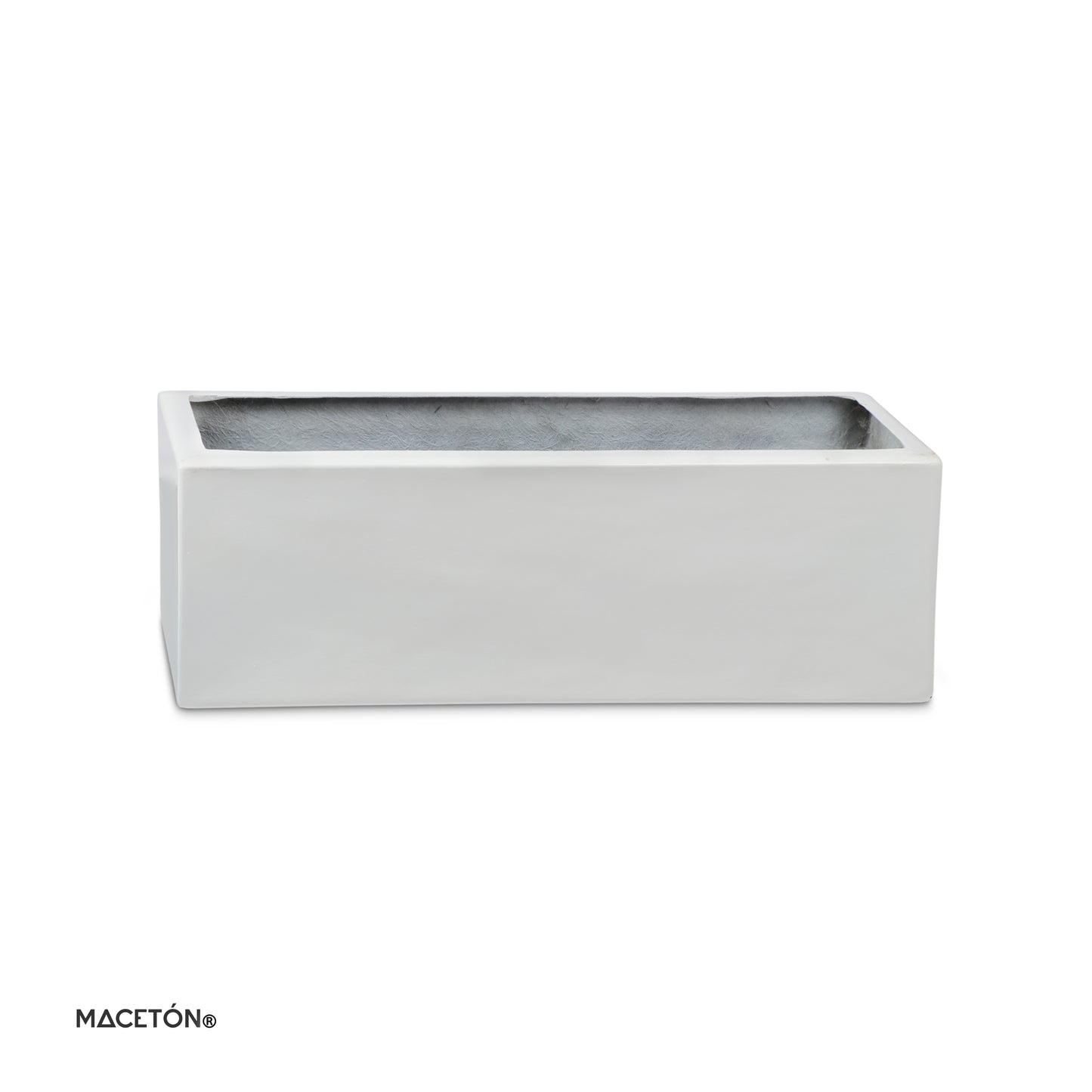 Jardinera Rectangular de Fibra de Vidrio Blanca 60x20x20cm