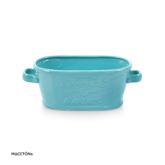 Tina Ovalada Flowers & Garden Esmalte Aqua - maceton.com.mx