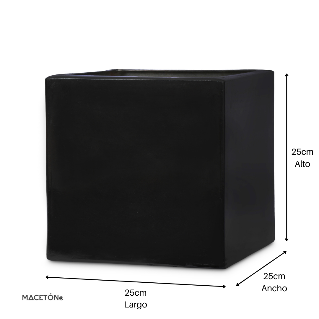 Cubo Fibra De Vidrio Negro 25x25cm