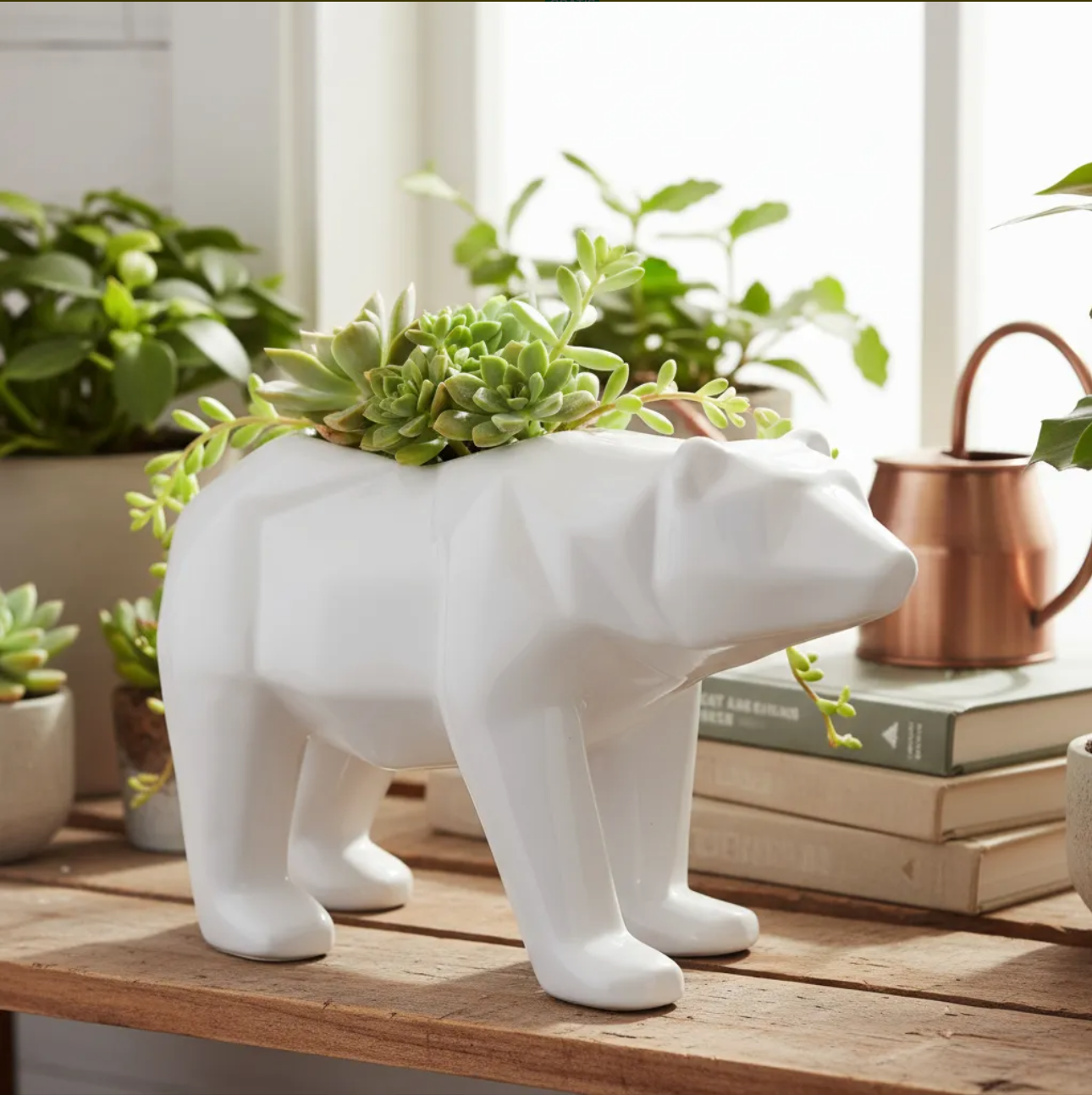 Maceta Oso Geométrico Blanco