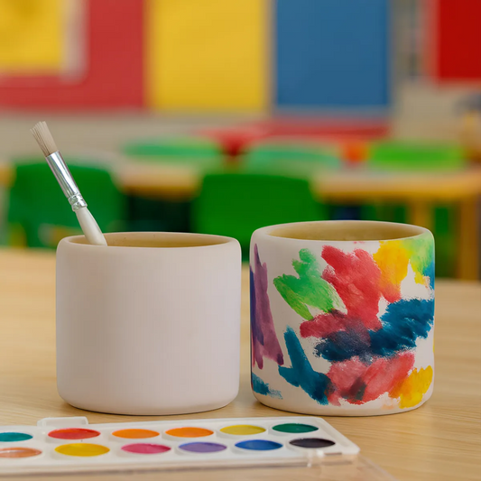 Paquete 18 Macetas De Ceramica Sin Pintar Cilindro Mediano