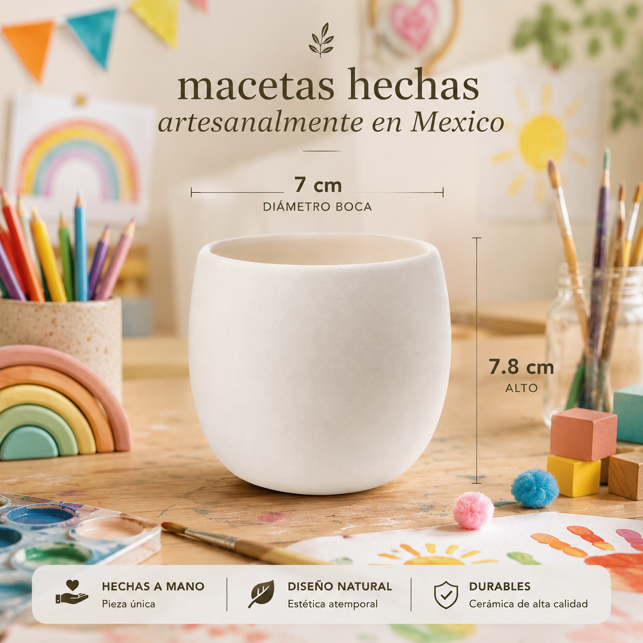 Paquete 18 Macetas Macetas de Cerámica Redondas Sin Pintar con Drenaje | Manualidades, Recuerdos y Decoración