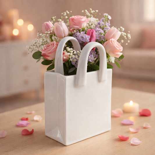 Florero Bolsa Minimalista Blanca