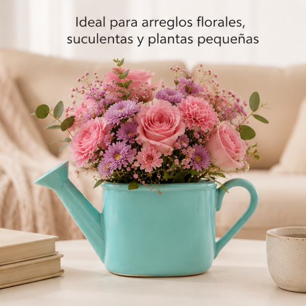 Regadera Ovalada de Cerámica. Ideal para arreglos florales, acabado brillante