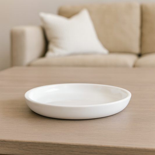 Plato Cerámica Circular Mini 14cm Esmalte Blanco