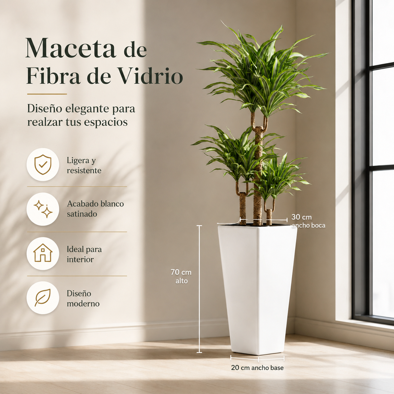 Obelisco Fibra de Vidrio de Fibra de Vidrio 70cm | Diseño Vertical Elegante y Resistente