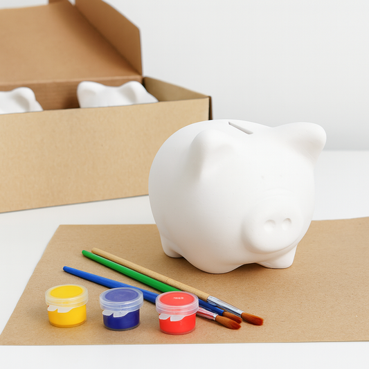 Alcancías de marranito de cerámica sin pintar para personalizar, paquete de 48 piezas mayoristas.