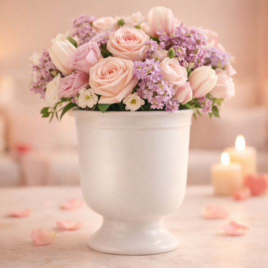 Maceta decorativa Copa Caliz Blanco en cerámica esmaltada blanca para interior y exterior