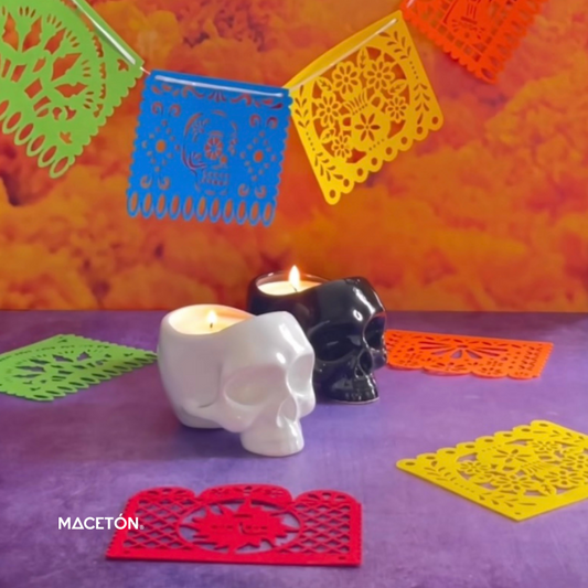 Par de cráneo chicos porta velas