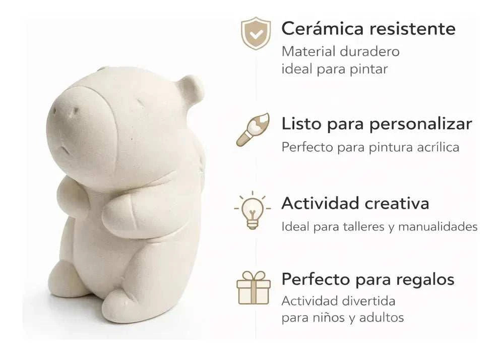 Alcancias de Ceramica Infantiles Sin Pintar Capibara Blanco | Paquete 12 Alcancias