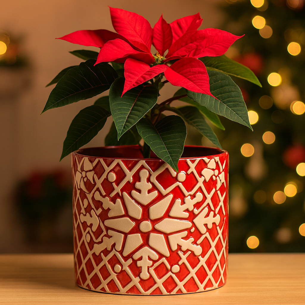 Papel Picado Rojo Copo Nieve