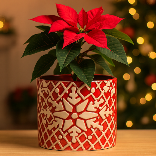 Papel Picado Rojo Copo Nieve