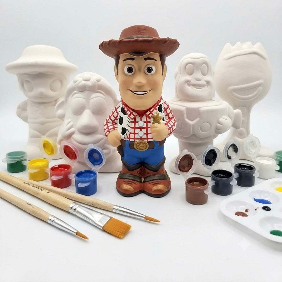 Kit de 15 Alcancías de Cerámica Toy Story para Pintar – ¡El Éxito Total para tus Fiestas y Eventos!