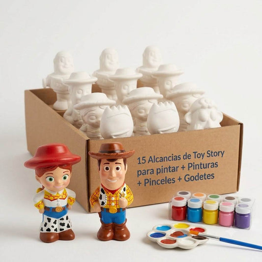 Kit de 15 alcancías de cerámica Toy Story para pintar en fiestas infantiles