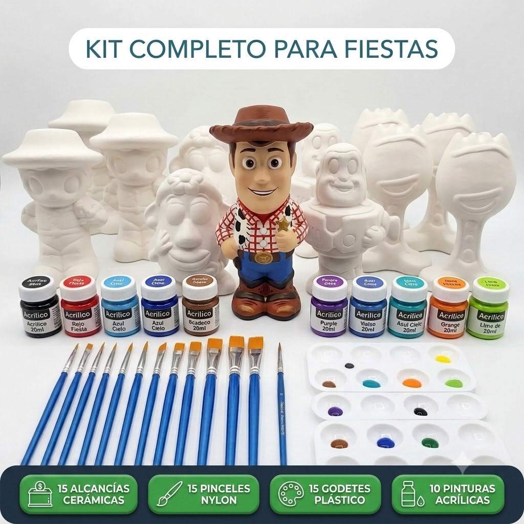 Kit de 15 Alcancías de Cerámica Toy Story para Pintar – ¡El Éxito Total para tus Fiestas y Eventos!