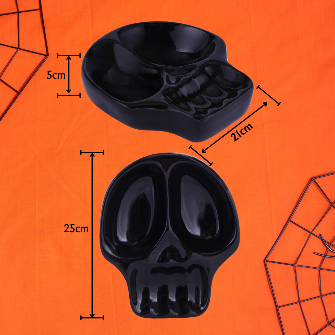 Plato Botanero Calavera Esmalte Negro