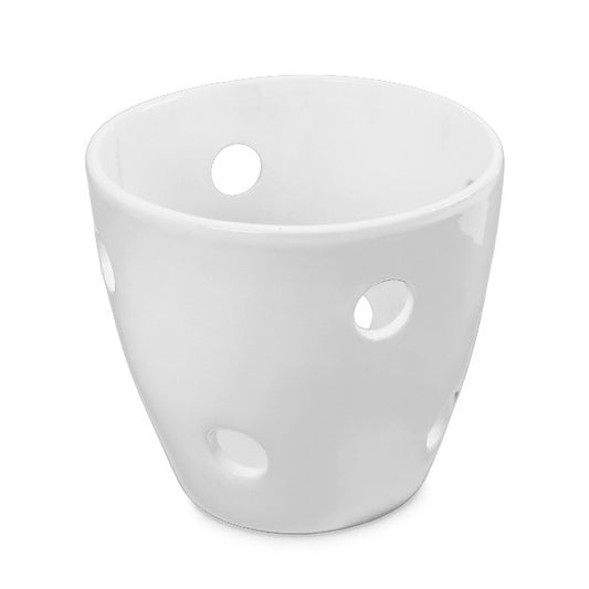 Cilindro Orquídea Perforado Esmalte Blanco - maceton.com.mx