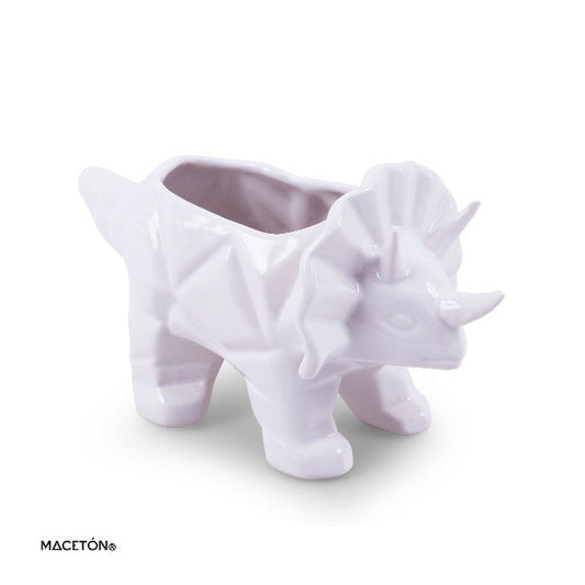Maceta Dinosaurio 3 Cuernos Geométrico - maceton.com.mx