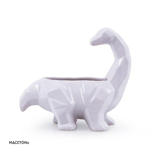 Maceta Dinosaurio Cuello Largo Geométrico - maceton.com.mx
