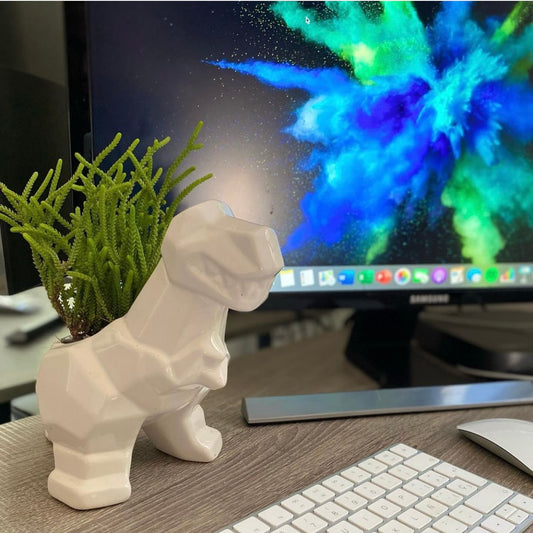 Maceta Dinosaurio T-Rex Geométrico - maceton.com.mx