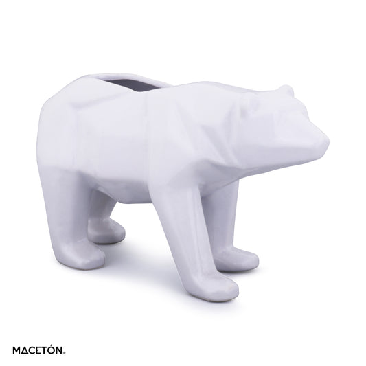 Maceta Oso Geométrico Blanco